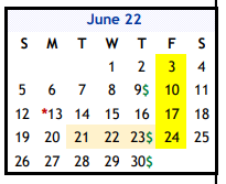 District School Academic Calendar for Nixon Smiley Elementary for June 2022