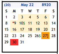 District School Academic Calendar for Floresville Choices Prog for May 2022