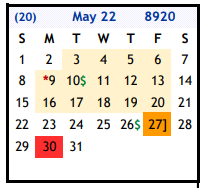 District School Academic Calendar for Wilson Co J J A E P for May 2022