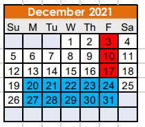 District School Academic Calendar for Nocona High School for December 2021