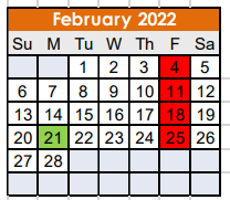 District School Academic Calendar for Nocona Middle for February 2022