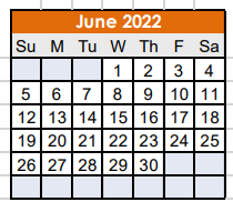 District School Academic Calendar for Nocona Middle for June 2022