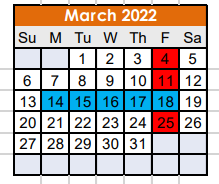 District School Academic Calendar for Nocona High School for March 2022