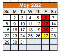 District School Academic Calendar for Nocona Middle for May 2022