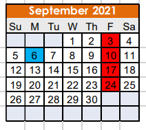 District School Academic Calendar for Nocona Middle for September 2021