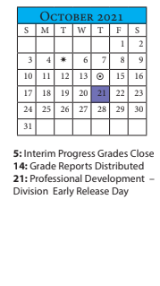 District School Academic Calendar for Blair Middle for October 2021