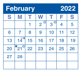 District School Academic Calendar for Hardy Oak Elementary School for February 2022