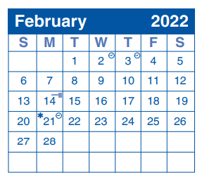 District School Academic Calendar for Coker Elementary School for February 2022