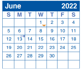 District School Academic Calendar for Woodstone Elementary School for June 2022