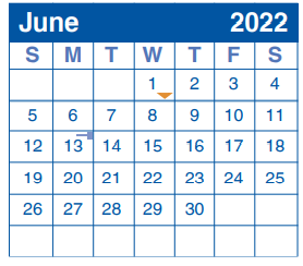 District School Academic Calendar for Coker Elementary School for June 2022