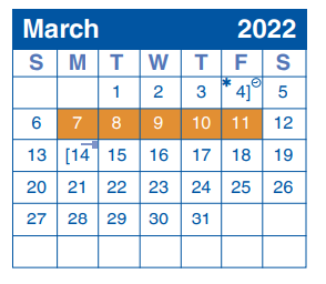 District School Academic Calendar for Oak Meadow Elementary School for March 2022