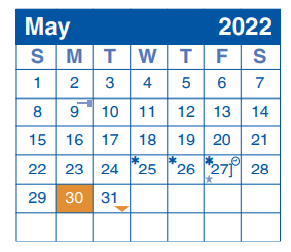 District School Academic Calendar for Hidden Forest Elementary School for May 2022
