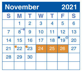 District School Academic Calendar for Coker Elementary School for November 2021
