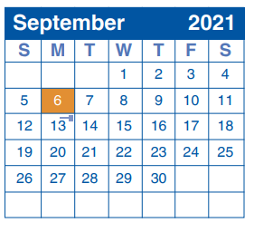 District School Academic Calendar for Coker Elementary School for September 2021