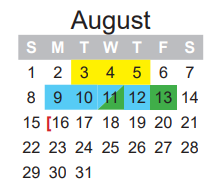 District School Academic Calendar for Aaron Parker El for August 2021