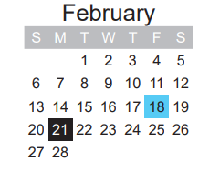 District School Academic Calendar for W L Higgins El for February 2022