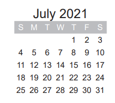 District School Academic Calendar for W L Higgins El for July 2021