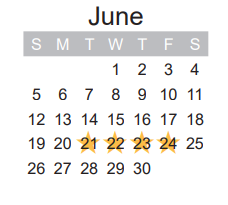 District School Academic Calendar for Frank Stone Middle for June 2022