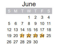 District School Academic Calendar for Aaron Parker El for June 2022