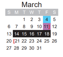 District School Academic Calendar for Frank Stone Middle for March 2022