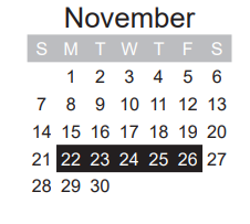 District School Academic Calendar for W L Higgins El for November 2021