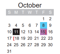 District School Academic Calendar for W L Higgins El for October 2021