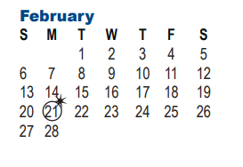 District School Academic Calendar for Vocational  Transition Program for February 2022