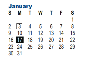 District School Academic Calendar for Vocational  Transition Program for January 2022