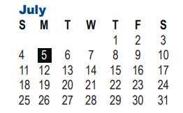 District School Academic Calendar for Ross Middle School for July 2021