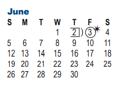 District School Academic Calendar for Mcdermott Elementary School for June 2022