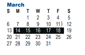 District School Academic Calendar for Westwood Terrace Elementary School for March 2022