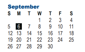 District School Academic Calendar for Homebound for September 2021