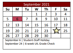 District School Academic Calendar for Seven Hills Elementary for September 2021