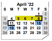District School Academic Calendar for Odem High School for April 2022