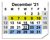 District School Academic Calendar for Odem High School for December 2021