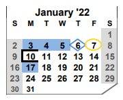 District School Academic Calendar for Odem High School for January 2022