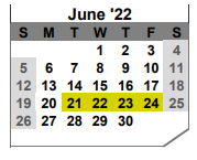District School Academic Calendar for Odem Junior High for June 2022