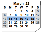 District School Academic Calendar for Odem High School for March 2022