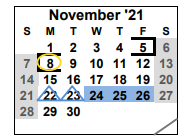 District School Academic Calendar for Odem Junior High for November 2021