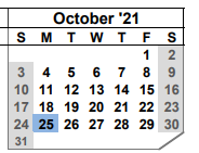 District School Academic Calendar for Odem Junior High for October 2021