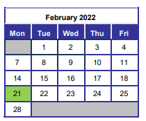 District School Academic Calendar for Max Bruner Junior Middle School for February 2022