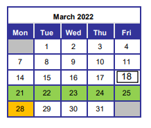 District School Academic Calendar for Silver SANDS-EXCEP. Children for March 2022