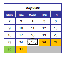 District School Academic Calendar for Lance C. Richbourg Middle School for May 2022