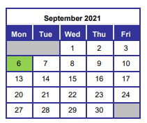 District School Academic Calendar for Gulf Coast Residential Care for September 2021
