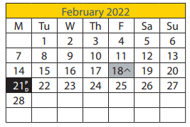 District School Academic Calendar for Van Buren Elementary School for February 2022