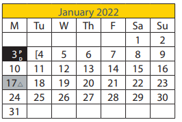 District School Academic Calendar for Independence Charter MS for January 2022