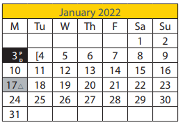 District School Academic Calendar for Rogers MS for January 2022