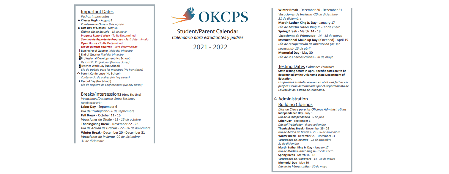 District School Academic Calendar Key for Rogers MS
