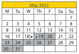 District School Academic Calendar for Astec Charter MS for May 2022