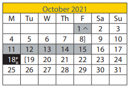 District School Academic Calendar for Putnam Heights Elementary School for October 2021